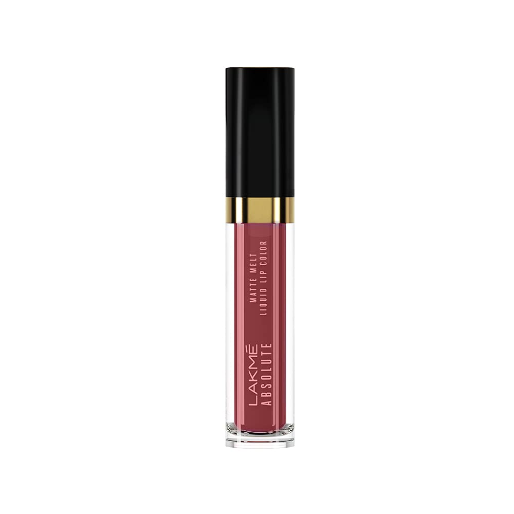 Lakmé Absolute Matte Melt Liquid Lip Color, Velvety Matte Finish, Longlasting For Up To 16 Hours, Transfer Proof, With Rosehip Oil, Liquid Lipstick - Pink Silk