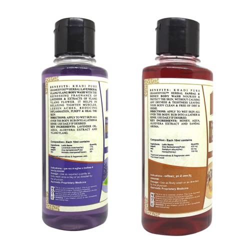 Khadi Pure Lavender Ylang Ylang & Sandal Honey Body Wash, 210 ml (Pack of 2)
