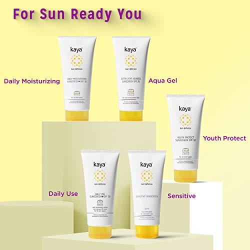 Kaya Clinic Ultra Light Aquagel Sunscreen Gel With SPF25 50ml | Fragrance Free | Non-Greasy | Does Not Clogs Pores | PA++++ | 4 Star Boots Rating | For Oily & Acne Prone Skin