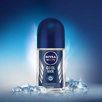 Nivea Women Deodorant Roll On, Pearl & Beauty Fine Fragrance For Fragrant Smooth & Beautiful Underarm Skin, 50ml&NIVEA Cool Kick Deodorant Roll On for Unisex, 50ml