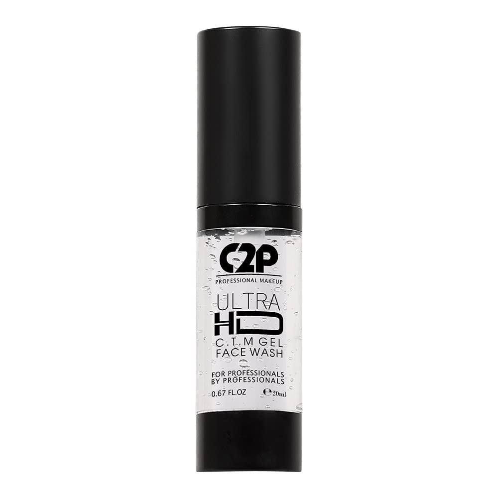 C2P Pro MAKE UP Ultra HD 3-in-1 Cleanser, Toner & Moisturizer Face Wash cum Cleanser Removes Dirt and Impurities, Instant Brightening for All Skin Types (Transparent 20 ml)