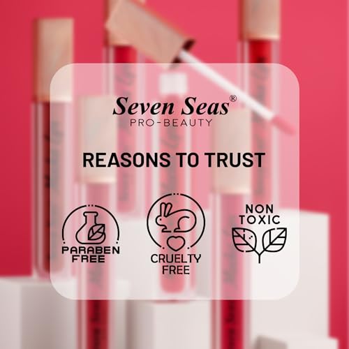 Seven Seas Mocha Lips Matte Liquid Lipstick | Non-Transfer Liquid Lipstick | 12 Hours Long Lasting | Highly Pigmented | Intense Color Payoff | Smudgeproof Liquid Lipstick for Women (202, 4ml)