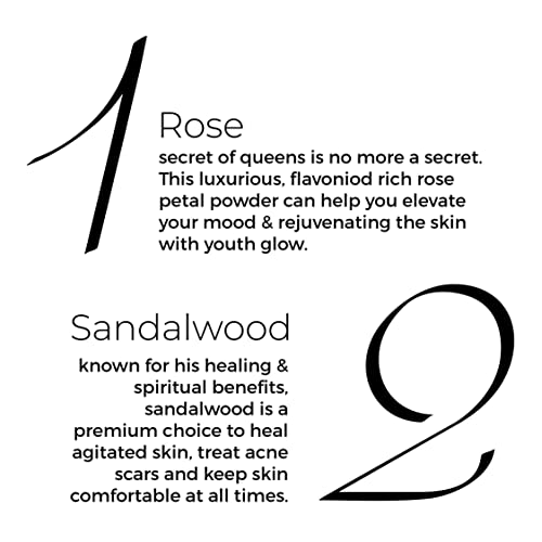 Brillare Rose Face Wash, Anti Ageing Skin, Sandalwood & Coconut Face Wash for Hydration Reduces Ageing Signs & Wrinkles, 100% Natural Powder Face Wash, 30g