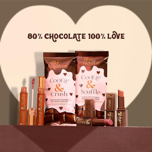 Blue Heaven Cookie & Souffle Matte Lipstick for Women, Long lasting Liquid lipstick, Enriched with Cocoa Butter & Rosehip Oil, Softening & Nourishing Lip color - Sunset Ganache, 3.2ml