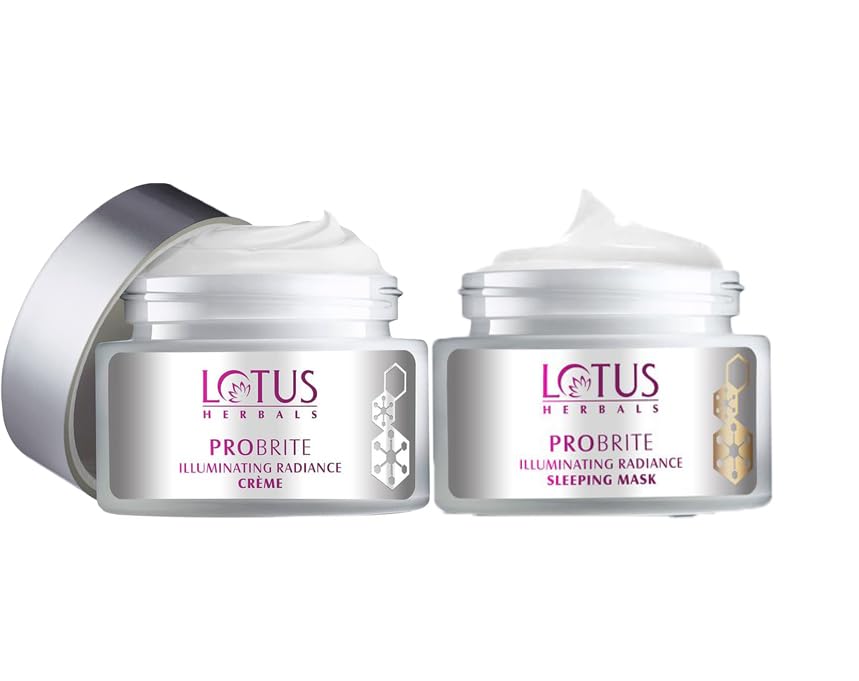 Lotus Herbals Probrite Illuminating Radiance Cream 50gm, Radiance Sleeping Mask 50gm set of 2