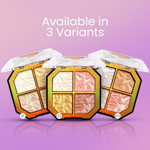 Seven Seas Moon Face Shimmery Highlighter & Eyeshadow Palette | Highly blend-able | Highlighter Palette For Women (Multicolor 02, 12g)