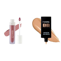 MARS Matte Liquid Lip Color | Long Lasting | Non-Transfer & Waterproof Lipstick for Women (4.5 ml) (03-Blow a Kiss) BB Cream Lightweight Foundation (30 ml) (Tan)