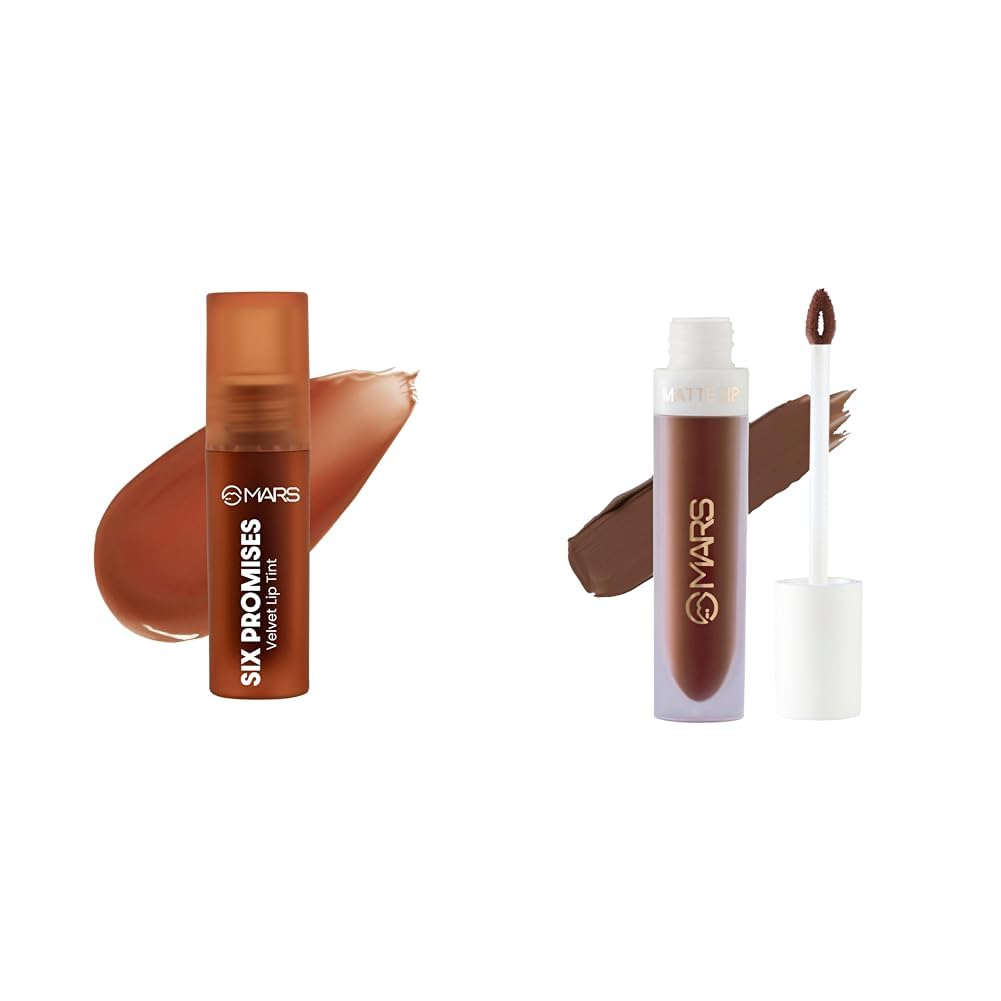 MARS Love Track Velvet Lip Tint (2.8ml) (SIX PROMISES) | Velvet Matte Finish Matte Liquid Lip Color | Long Lasting | Non-Transfer & Waterproof Lipstick for Women (4.5 ml) (01-Spice Brown)