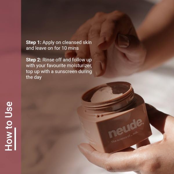 Neude FaceTime Instant Brightening Glow Face Mask 50ml – De-Tan Milk Face Pack with Yogurt Filtrate, Orange Oil & Kojic Acid for Glowing Skin, Blackhead Removal, Anti-Pigmentation & All Skin Types