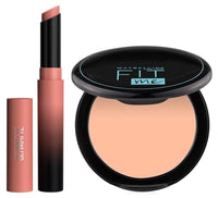 Maybelline New York Lipstick, Matte Finish, Bold Colour, Enriched With Jojoba Oil, Color Sensational Ultimattes, 699 More Buff, 1.7 g & Maybelline New York Compact Powder, 6g