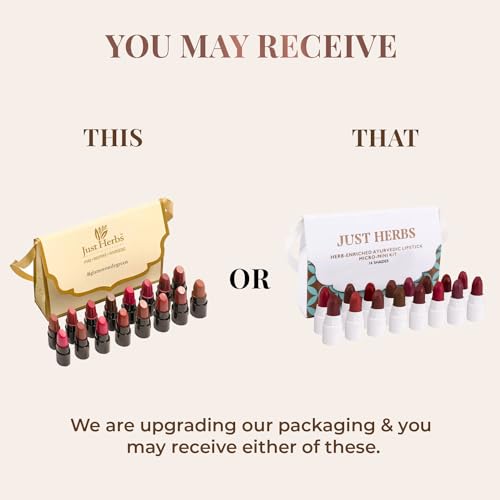 Just Herbs Ayurvedic Creamy Matte Micro Mini Lipstick Kit Lip Hydrating & Moisturizing, Lipsticks for Women Suitable All Indian Tones (Pack of 32)
