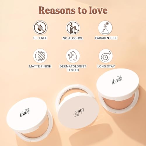 Iba Pure Skin Perfect Look Long Wear Mattifying Compact - Medium Shell, 9g | Even Coverage | Oil Free | Matte Finish | SPF 15 | Face Makeup | 100% Natural | Halal Certified & Vegan Makeup