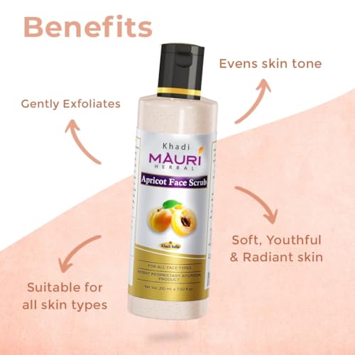 Khadi Mauri Herbal Apricot Face Scrub Dead Skin Remover & Revitalises Health, 210 Ml