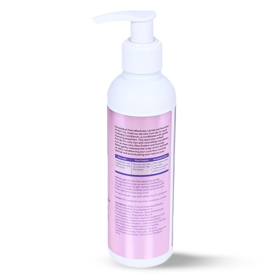 Curl Up Cowash Cleansing Conditioner | Mild 2 in 1 Shampoo & Conditioner | For Dry Frizzy, Wavy & Curly Hair | Sulphate Paraben And Silicone Free - 200 ML