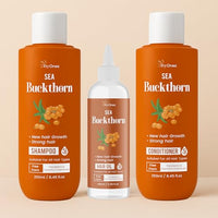 TryOnes Sea Buckthorn Hair Care Combo | Shampoo (250ml) + Conditioner (250ml) + Hair Oil (100ml) | Promotes New Hair Growth, Strengthens Hair | Paraben & Chemical-Free | For All Hair Types