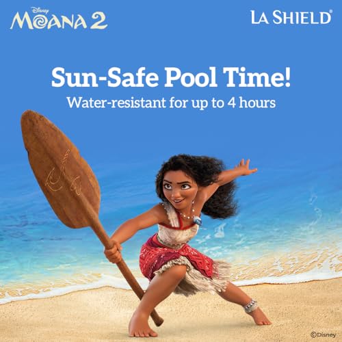 La Shield Disney Moana 2 Kids Sunscreen SPF 50 PA+++ | Free sticker set of 9 | 100% Mineral Sunscreen | For kids above 2 years age |Enriched with Vitamin E | 4 hour water resistant | Fragrance free| 50gm