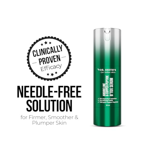 Dr. Sheth's Argireline & Copper Peptide B’TOX Serum | Advanced Anti-Aging Formula | 5% Argireline, 3% Matrixyl , 300 ppm Copper peptide|Reduces Fine Lines & Wrinkles | Boosts Collagen | Plumps, Hydrates & Makes Skin Bouncy | For Men & Women | All Skin Typ