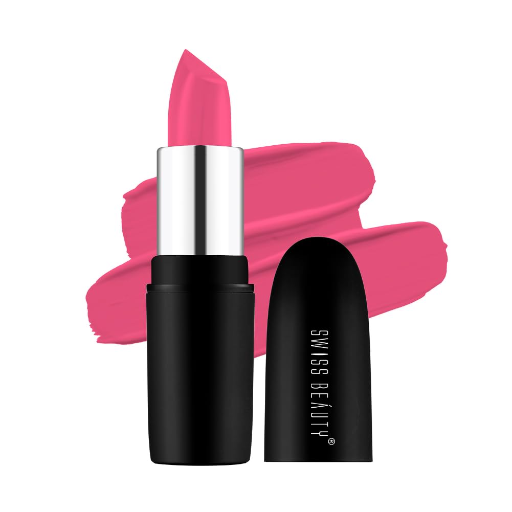 Swiss Beauty Pure Matte Creamy Lipstick | Non-drying, Highly pigmented Lipstick | Shade- Pixie Pink, 3.8gm|