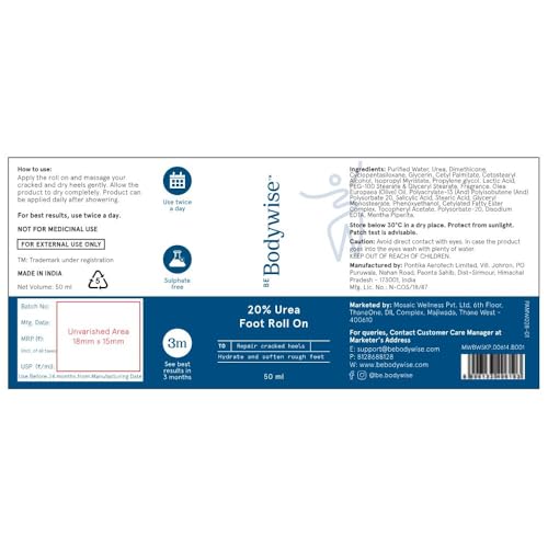 Be Bodywise Dry Skin & Heel Repair Kit | Deeply Hydrates & Exfoliates Skin | Infused with Ceramides | 20% Urea Foot Roll On (50ml) + 10% Urea Body Lotion (200ml)