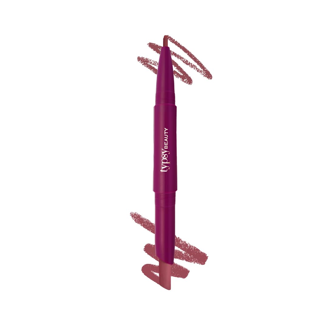 Typsy Beauty Twist & Pout 2-in-1 Lipstick & Lip Liner Infused with Jojoba Oil, Non-Drying Transfer-Proof Matte, 14-Hour Stay, Swipe Right 10, 0.8g + 0.2g