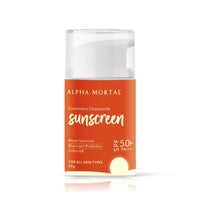 Alpha Mortal Sunscreen Gel SPF 50 PA+++ | Non-Greasy, No White Cast | Blue Light, UVA & UVB Protection | For All Skin Types | Lightweight Formula with Chamomile | 50g