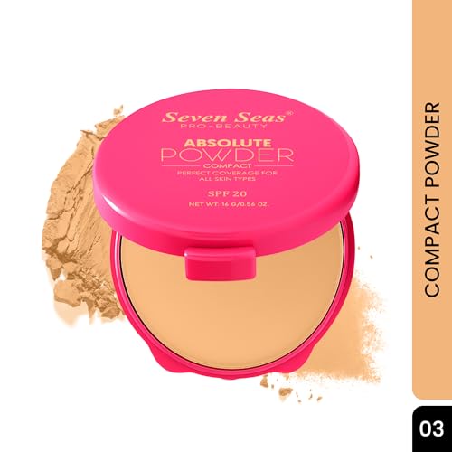 Seven Seas Absolute Compact Powder | Blends Effortlessly | Perfect Coverage | Comfortable Wear | Weightless Texture | Suitable for All Skin Types (03, 16g)