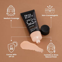 Swiss Beauty All-In-One Lightweight CC Cream with SPF 30 | Cover, Correct and Conceal | For Natural, Medium coverage | Shade- 01 Light Ivory, 25g |