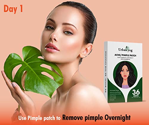 Urban yog Acne Pimple Patch - Invisible Facial Stickers cover with 100% Hydrocolloid, 36 Pimple Patches for Face (Pimple Patch + Anti Pigmentation Serum), Pack of 2