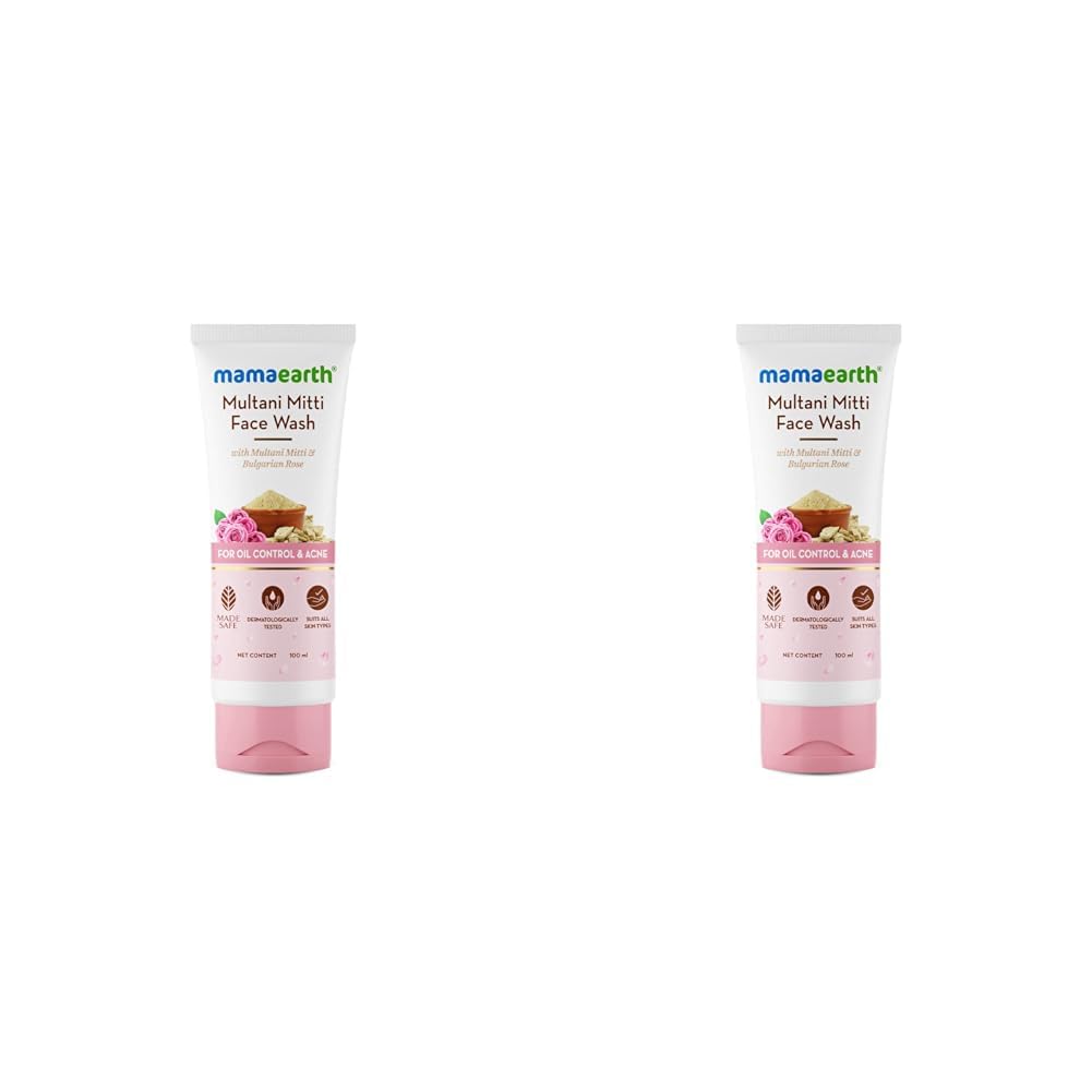Mamaearth Multani Mitti Face Wash with Multani Mitti & Bulgarian Rose For Oil Control & Acne - 100 ml | Suits All Skin Types | Hydrating & Gentle | Paraben-Free | No Silicones | Sulphate-Free