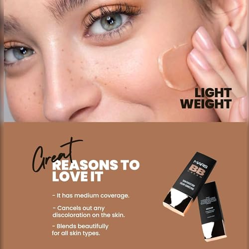 MARS BB Cream Lightweight Foundation | Blendable BB Cream for Women(30 ml) (Tan) Matte Lip Liner | One Swipe Smooth Application | Long Lasting Lip Pencil (1.4gm) (20-CHILL RED)