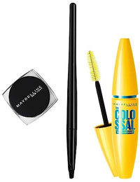 Maybelline New York Lasting Drama Gel Eyeliner ,Blackest Black, 2.5g And New York Volume Express Colossal Masacara, Waterproof, Black, 10 ml Matte Finish
