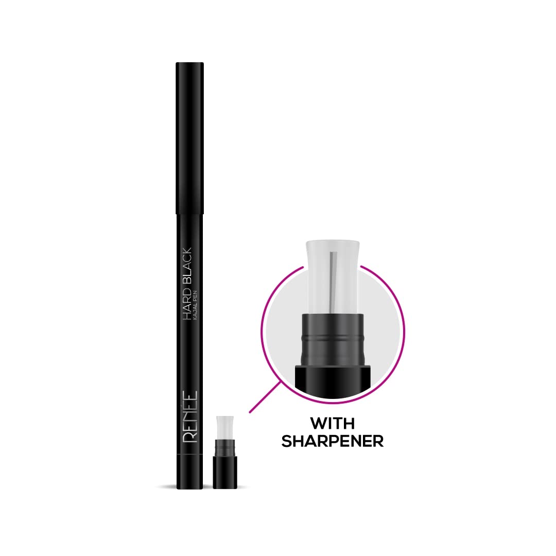 Renee Glossy Finish Touch Nail Paint Set of 4 (5 ML)& Hard Black Kajal Pen with Sharpener Combo