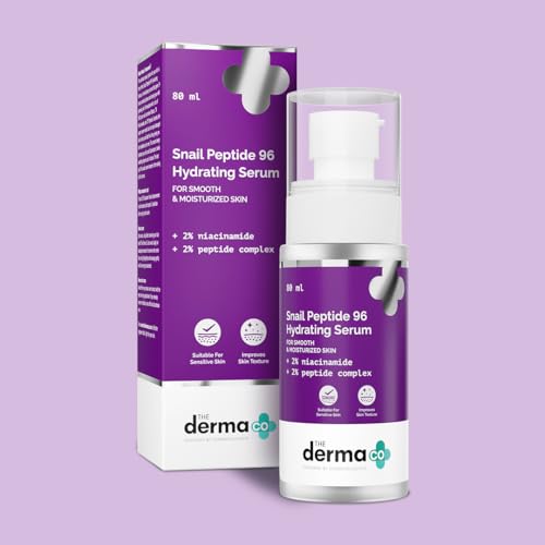 The Derma Co Snail Peptide 96 Hydrating Serum with Niacinamide & Peptide Complex for Smooth & Moisturized Skin | Snail Mucin Serum | Dull Skin & Fine Lines, Korean Skincare - 80 ml