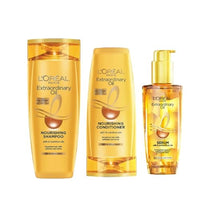 L'Oreal Paris Extraordinary Oil 3 -step Nourishing kit - Shampoo For Dry & Dull Hair (340ml) + Conditioner (180ml) + Hair Serum (100ml)