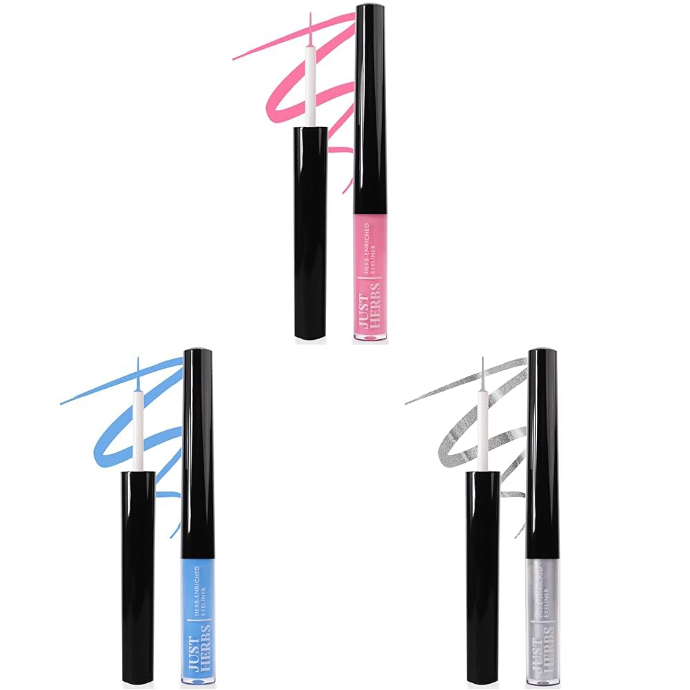 Just Herbs Matte Eyeliner Waterproof&Smudge Proof,Long Lasting Eyeliners 2.5G & Just Herbs Eyeliner Waterproof&Smudge Proof,Liquid, Long Lasting Eyeliners 2.5G (Platinum Silver)
