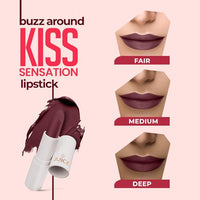 Juice Kiss Sensation Lipstick with Goodness of Bio Retinol, UV Protection & Long lasting Lipstick, Pack of 3 (Red Carpet - M02, Maroon Magnet - M13, Chocoholic - M20)