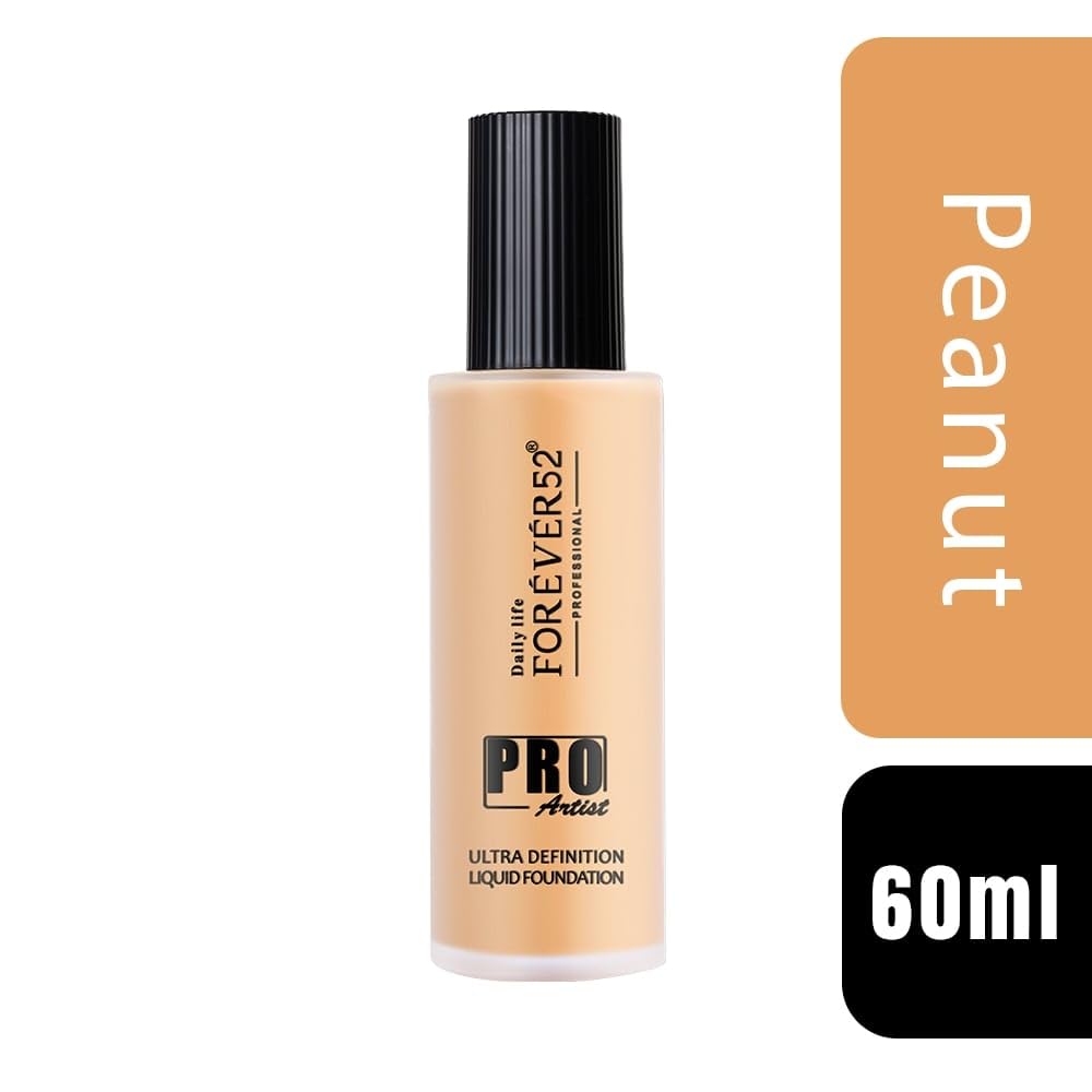 Daily Life Forever52 Pro Artist Ultra Definition Liquid Foundation|High-Pigment, Full Coverage, 24-Hour Wear, Waterproof & Sweatproof, Lightweight Hydrating, Oil-Free Formula – Peanut, 60ml