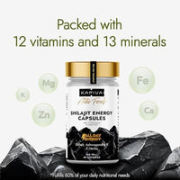 Kapiva Shilajit/Shilajeet Energy 60 Capsules | Made with 100% Pure Shilajit | For All Day Energy & Stamina | With Ashwagandha,Gokshura | Contains 12 Vitamins & 13 Minerals