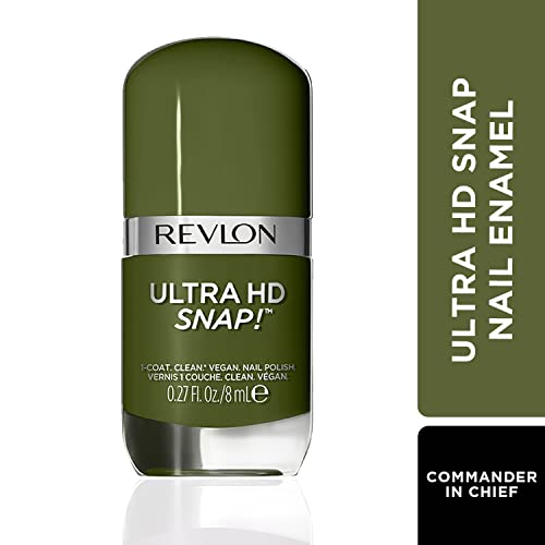 REVLON Ultra HD Snap Nail Colors, Natural Rich Glossy Finish Nail Polish, 100% Vegan Formula, No Base And Top Coat Needed - Commander In Chief,8 Ml