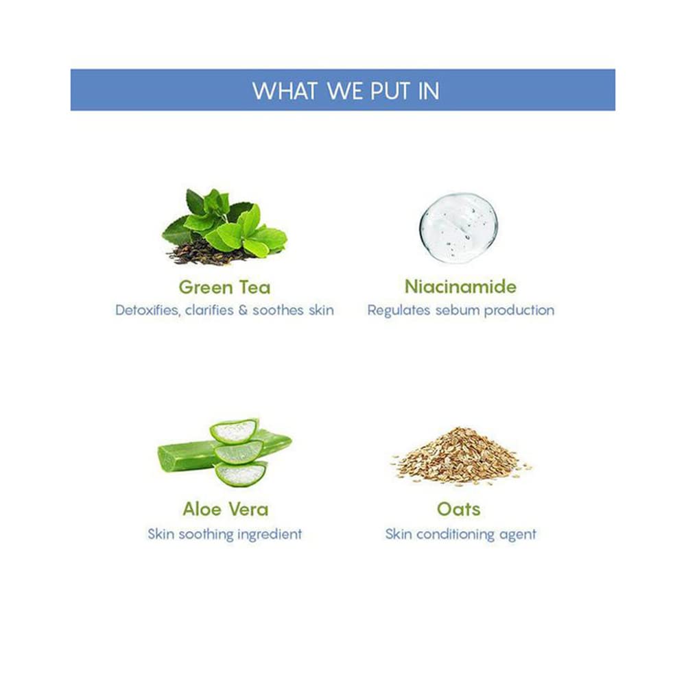 The Moms Co. Natural Green Tea Night Gel l Light Weight l Hydrating l Controls Sebum l Fights Acne l Soothing & Calming l 50 Gms