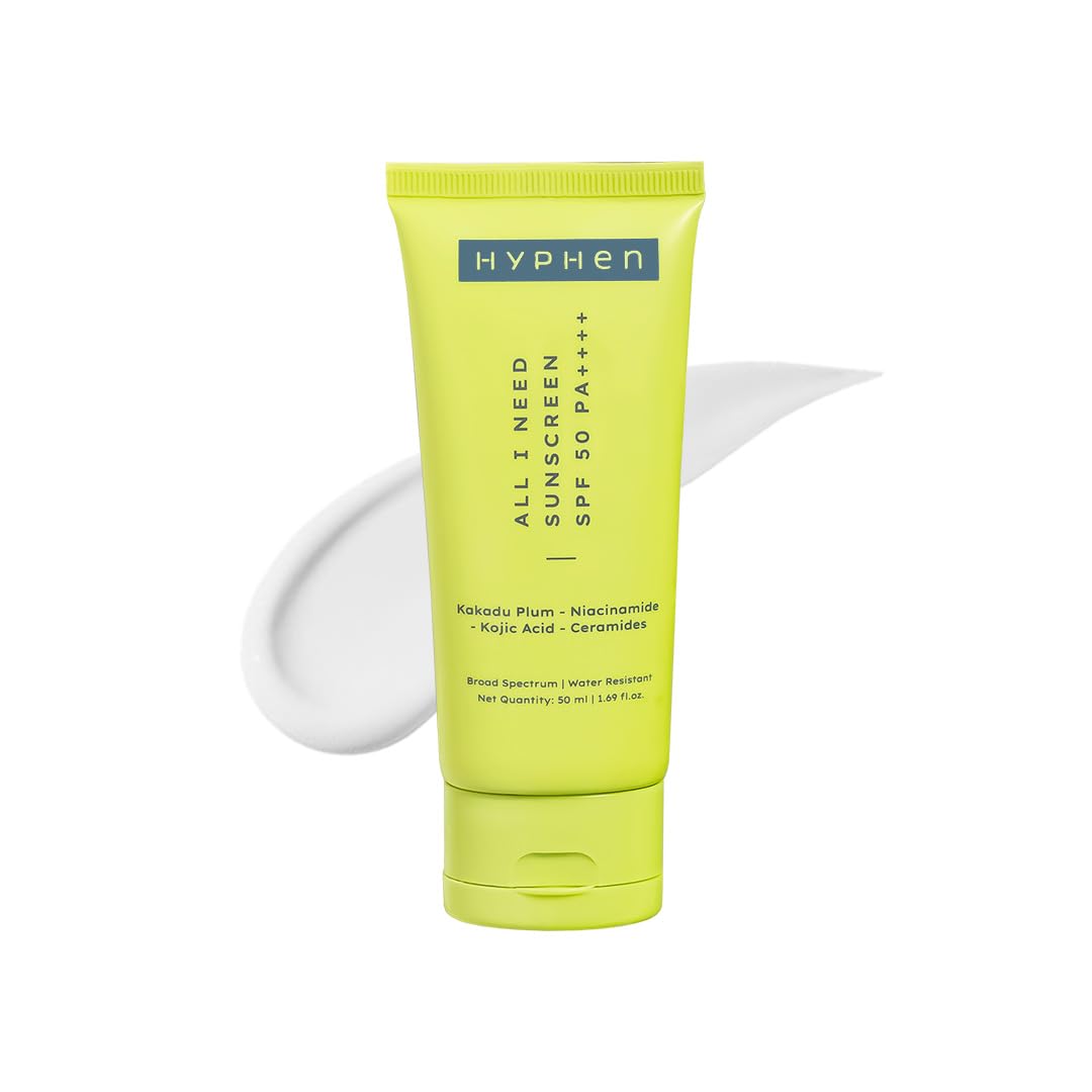 Hyphen All I Need Sunscreen SPF 50 PA ++++ | Lightweight Sun Cream That Moisturizes & Leaves No White Cast | Niacinamide, Ceramide Mineral Sunscreen SPF 50 for Women and Men | Rich in Anti-Oxidants | Korean Sun Screen for Dry, Oily, All Skin Types | 50ml