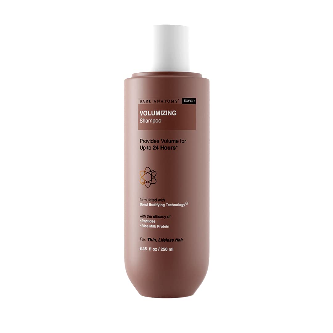 Bare AnatomyEXPERT Anti-Dandruff Shampoo | Targets Oily Scalp and Sheds Dry Flakes 250ml + Volumizing Shampoo, Powered By Peptides & Rich Milk Protein, Strong & Bouncy Hair 250ml