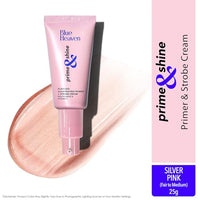 Blue Heaven Prime & Shine Flawless Illuminating Primer + Strobe Cream | Primer + Highlighter + Moisturiser |Infused with Vitamin C and Niacinamide for naturally glowing skin, Silver Pink, 25g
