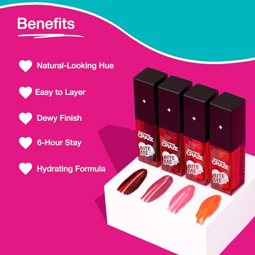 SWISS BEAUTY CRAZE Bite Me Liquid Natural Hydrating Tint with Dewy Finish | 6-Hour Stay | Shade- Baddie Berry, 4ml