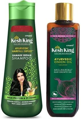 Kesh King Ayurvedic Damage Repair Shampoo 340Ml & Ayurvedic Onion Hair Oil 100Ml