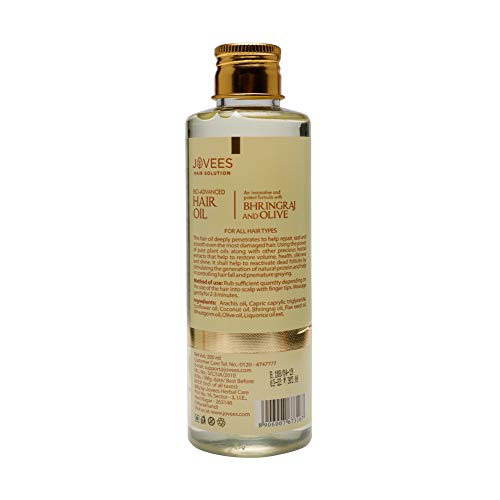 Jovees Herbal Bringraj & Olive Bio- Advanced Hair Oil |For Dry & Damaged Hair | Nourishes Scalp & Hair Follicles | Reduces Dandruff and Hairfall |With Bhringraj Oil, Olive Oil, Jojoba Oil 200ml