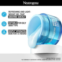 Neutrogena Hydro Boost Hyaluronic Acid Face Moisturizer 50ml | 24 hours long lasting Hydration | Oil free non sticky light water gel fast absorbing| Daily use | All Skin Types | For Men & Women 50g