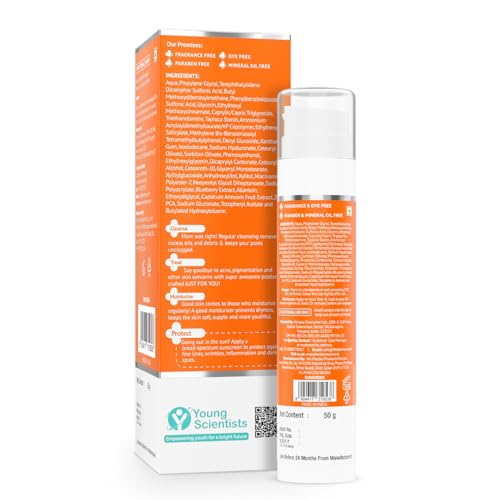The Derma Co 1% Hyaluronic Sunscreen Oil-Free Gel SPF 50 PA++++ | For Oily, Acne-Prone Skin | Lightweight Texture | No White Cast | UVA/UVB, Broad Spectrum Protection & Blue Light Protection | Non- Comedogenic | Clinically Tested - (In -Vivo) | Tan Protec