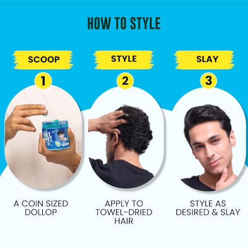 Set Wet Styling Hair Gel for Men - Casually Cool, 50gm | Medium Hold, High Shine | For Medium to Long Hair |No Alcohol, No Sulphate