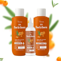TryOnes Sea Buckthorn Hair Care Combo | Shampoo (250ml) + Conditioner (250ml) + Hair Oil (100ml) | Promotes New Hair Growth, Strengthens Hair | Paraben & Chemical-Free | For All Hair Types